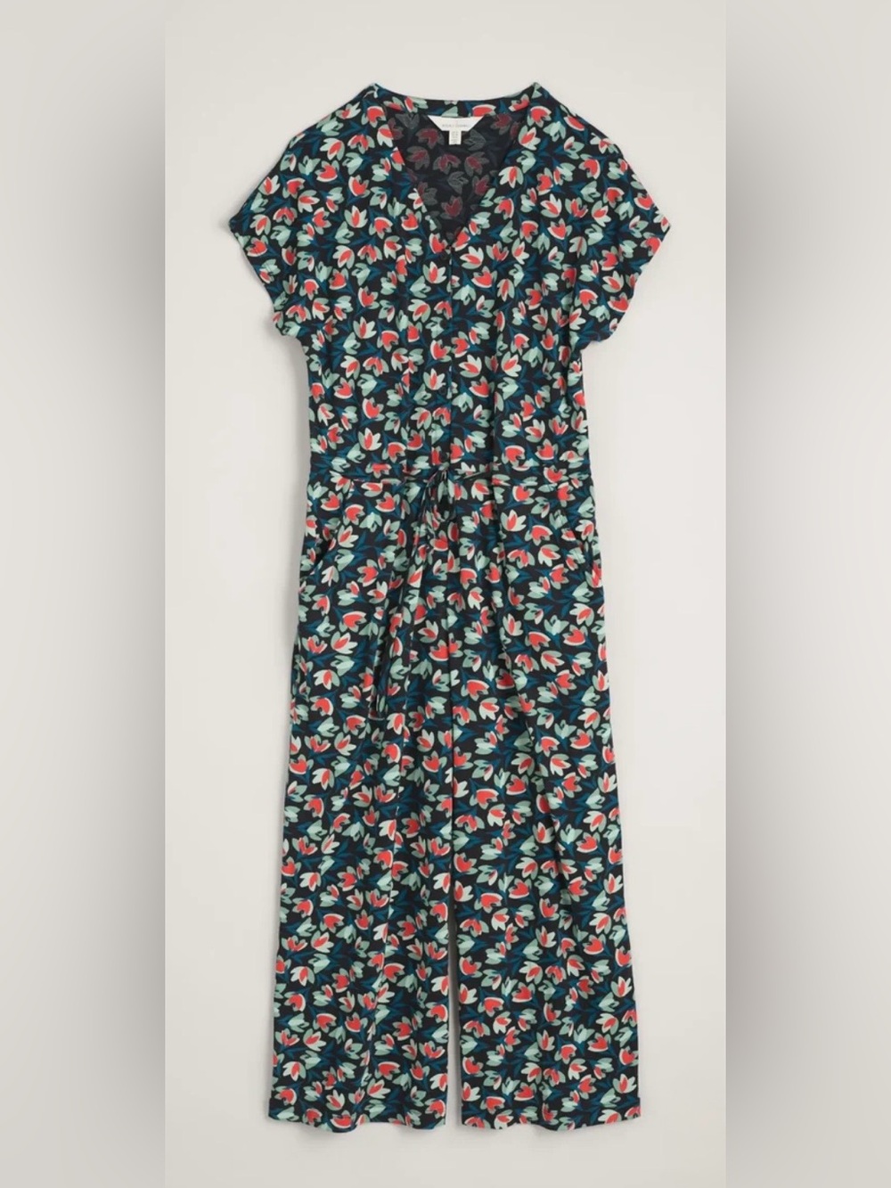 SeaSalt Cornwall Rose Trellis Jumpsuit Womens Size 8 Orgsnic Cotton blend